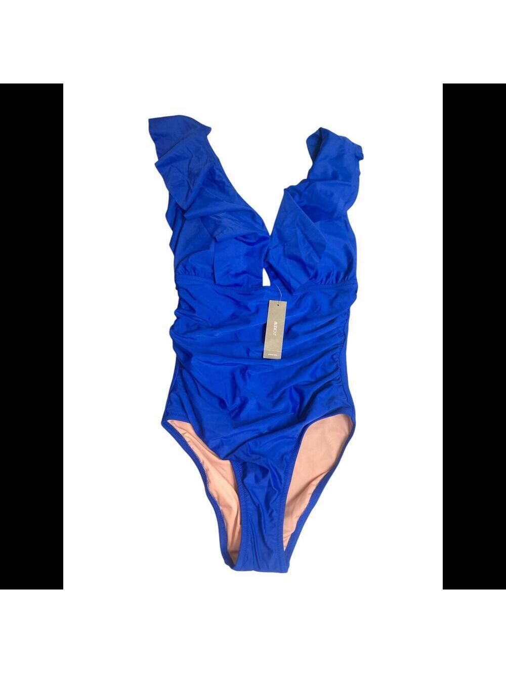 J.Crew Ruched Ruffle One-Piece Swimsuit Removable Pads BP222 NWT Size 4
